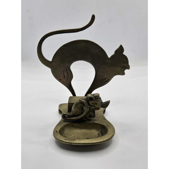 Brass Cat and Mouse Made in England - Picture 1 of 6